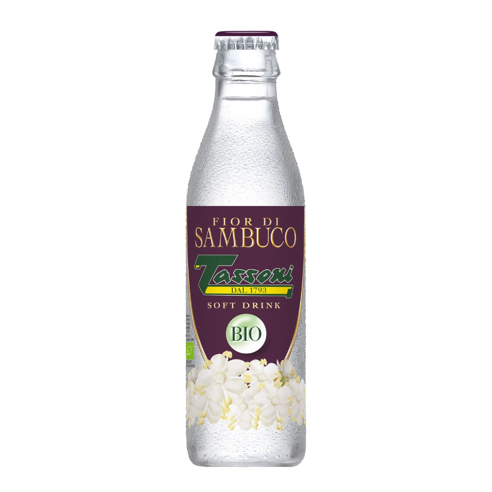 Tassoni fior di sambuco soft drink bio confezione 24 bottigliette da 180 ml