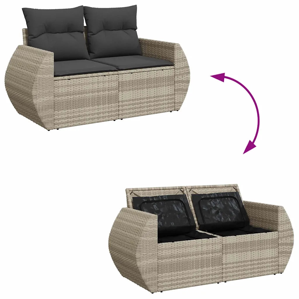 Set Divani da Giardino 11 pz con Cuscini in Polyrattan Grigio 3326713