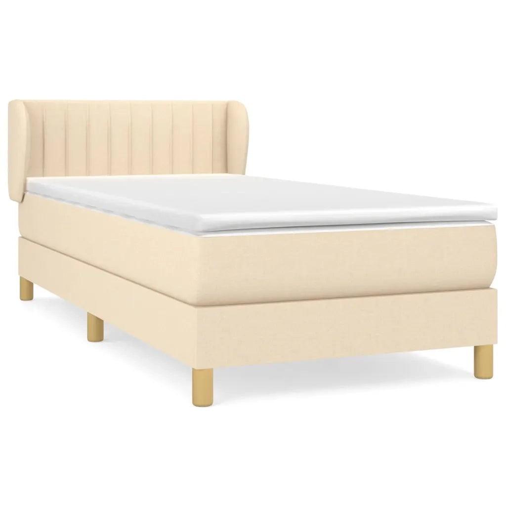 Giroletto a Molle con Materasso-Struttura Letto Crema 90x190 cm in Tessuto 985210
