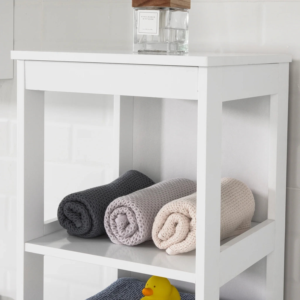 Mobiletto da Bagno salvaspazio Scaffale Scala con 5 Ripiani Lunghezza 30x30x139 cm, Bianco BZR14-W