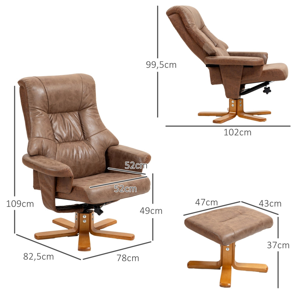 Poltrona relax reclinabile 135' girevole 360' con poggiapieds ¨C zephmum ¨C marrone