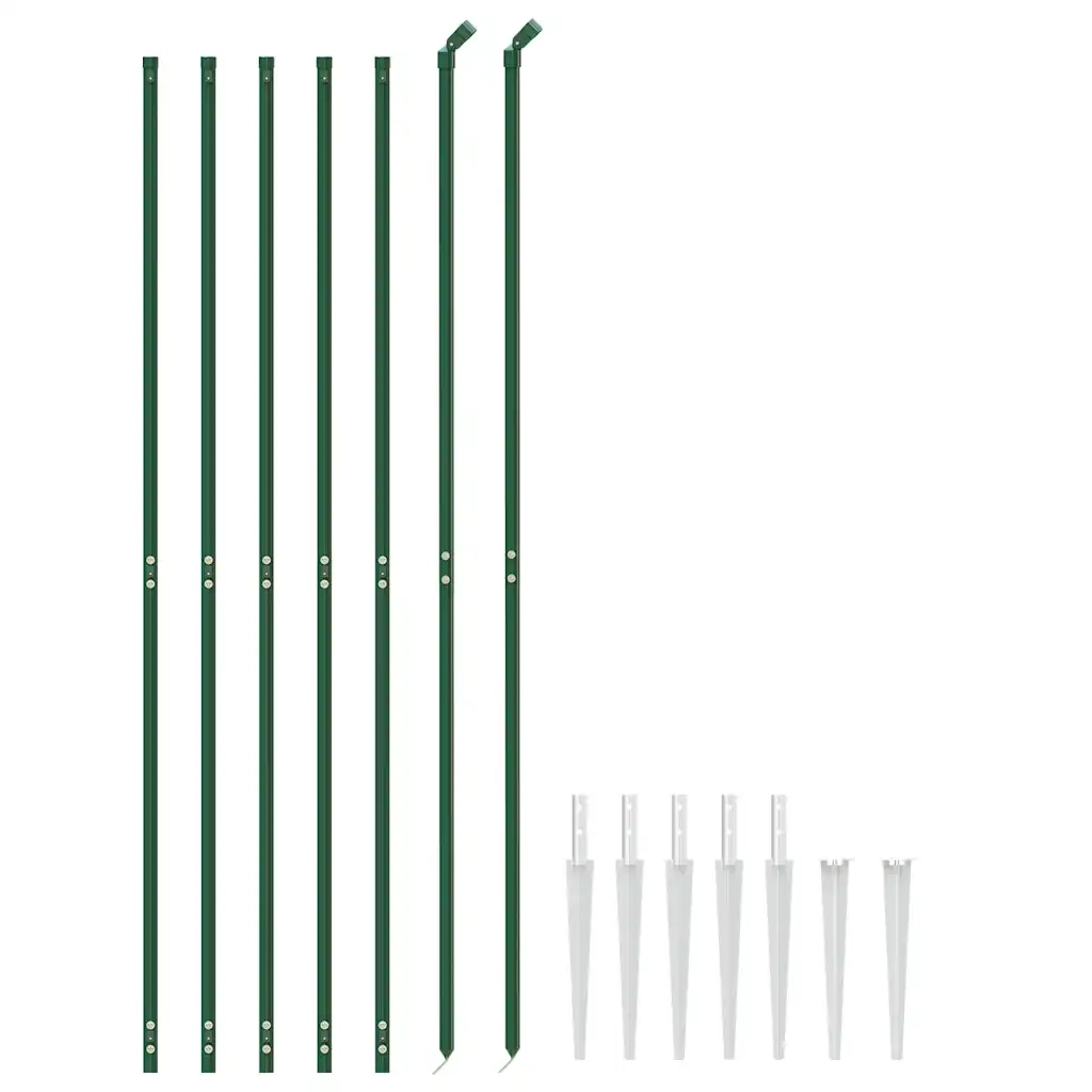 Recinzione da Giardino | Recinzione Metallica con Picchetti Ancoraggio Verde 2,2x10 m