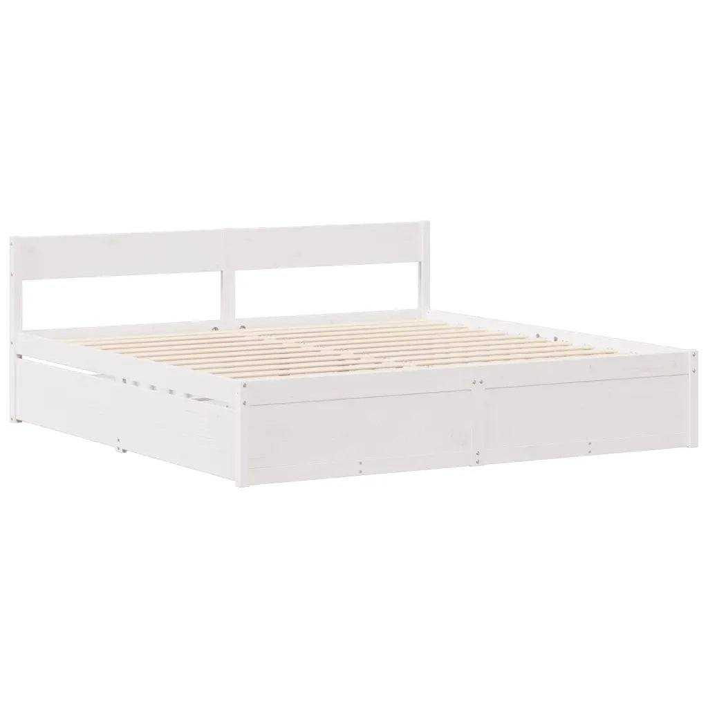 Letto senza Materasso Bianco 180x200 cm Legno Massello di Pino