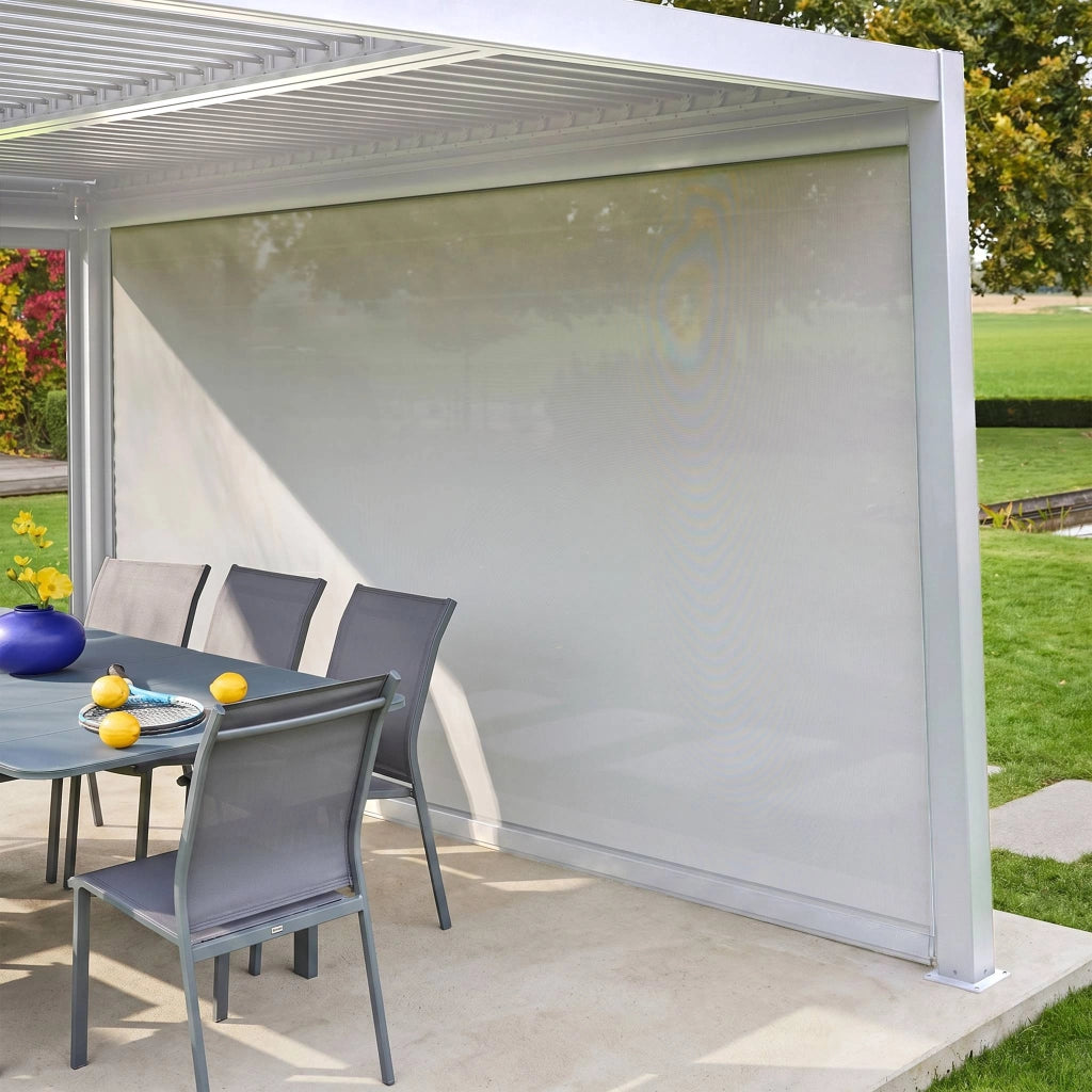 tenda laterale avvolgibile alluminio e textilene per pergola, 4m,