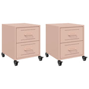 Set di 2 Comodini | Armadio da Notte | Mobiletto da notte Rosa 36x39x43,5 cm in Acciaio