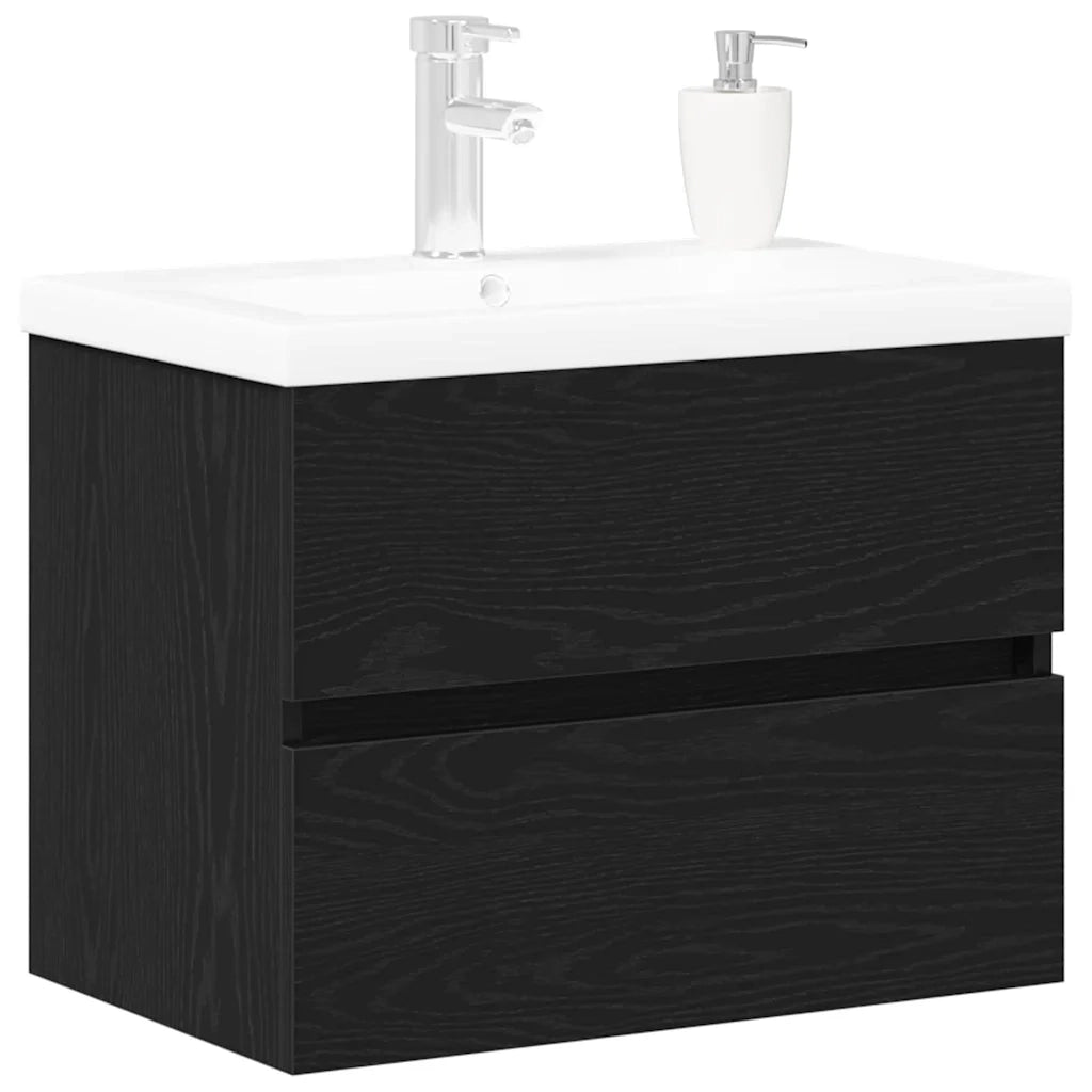 Armadio per Lavabo da Bagno Rovere Nero 60 x 39 x 62 cm 3333143