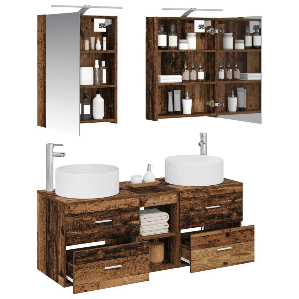 Set di mobili per il bagno 5 pcs Legno antico 3407077