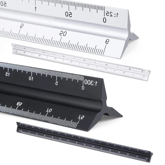 Set di livella tridimensionale 30 cm - Set di livelle a scala 1-20 1-25 1-50 1-75 1-100 1-150-1-200 1-250 1-300 1-400 1-500 - Livella in alluminio per ingegneri e architetti.