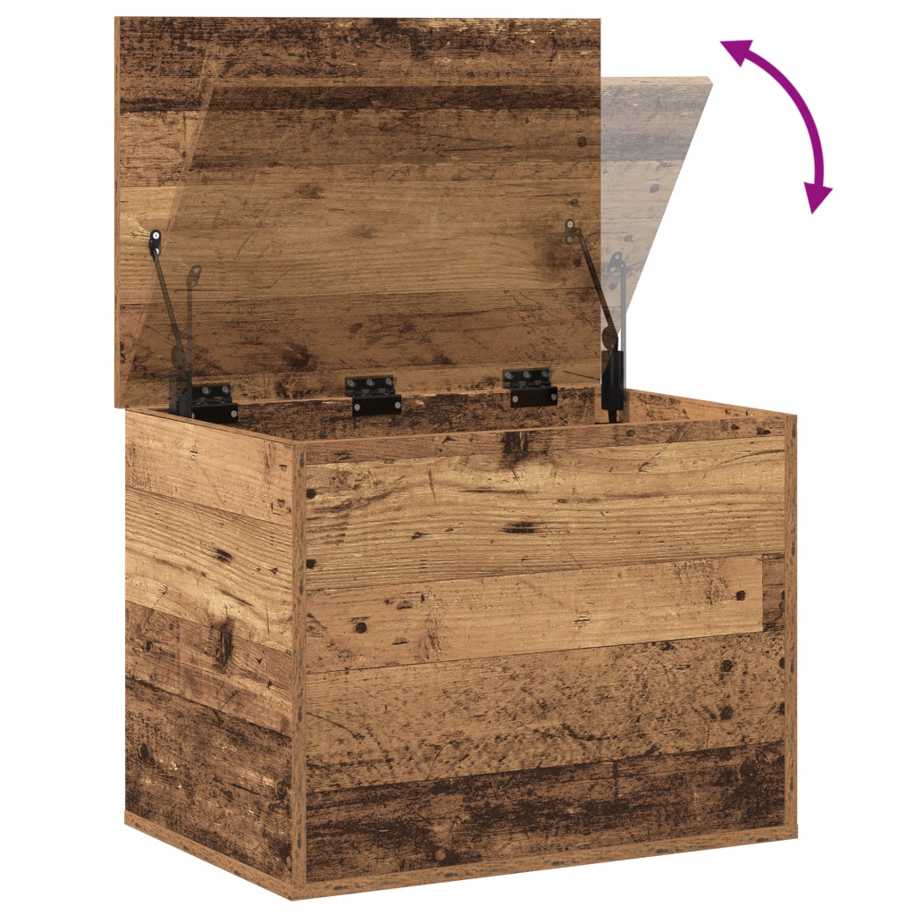 Cassa di stoccaggio  con coperchio in legno vecchio 60x42x46 cm in legno ingegnerizzato