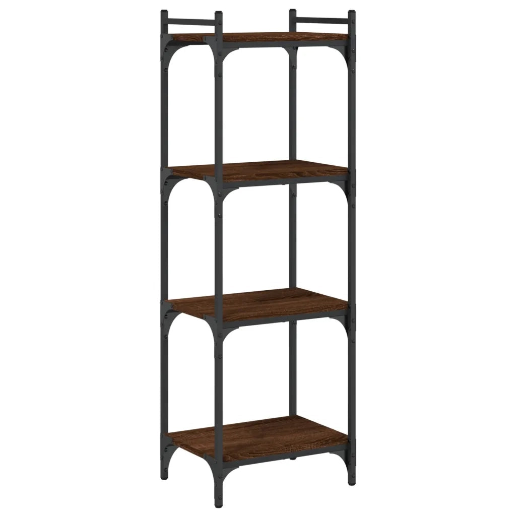 Libreria 4 Ripiani-Scaffale per Libri-Mobile di Stoccaggio Rovere Marrone 40x30x120cm Legno Multistrato