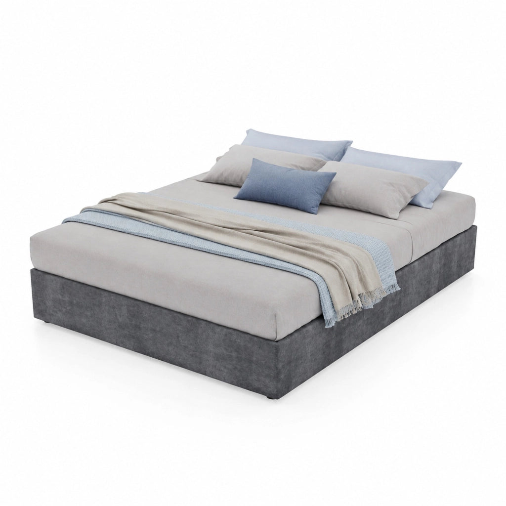 Struttura letto 140x200 cm in tessuto grigio