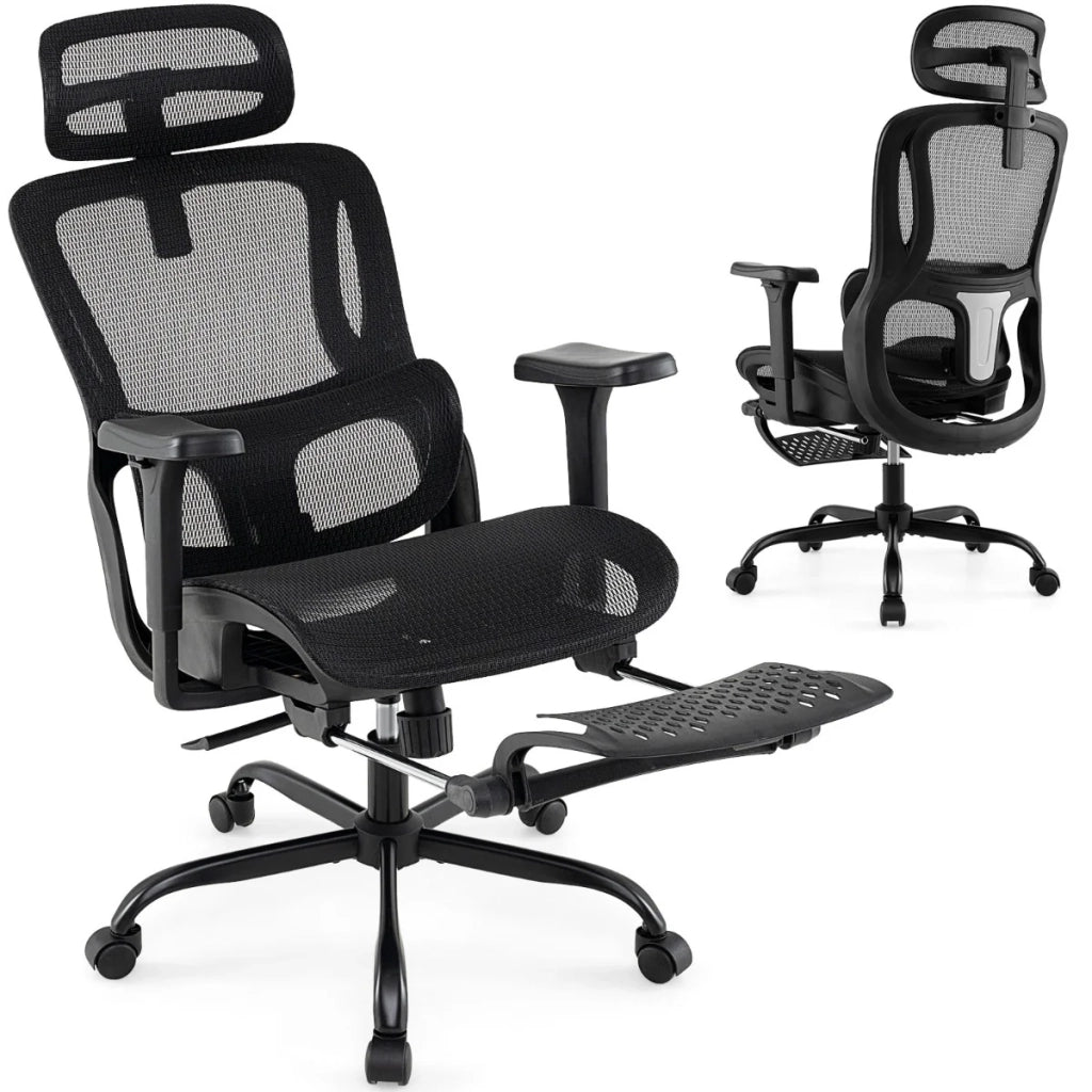 Sedia da ufficio ergonomica 75 x 66 x 113-120 cm con poggiatesta regolabile e braccioli 3D stile contemporaneo in tessuto a rete nero 20_0011090