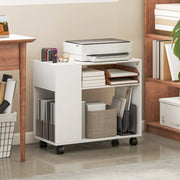 Carrello Porta Stampante Bianco con Ripiani e Vano Divisorio, 70 x 34 x 60 cm