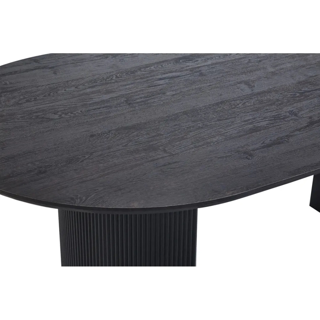 Tavolo da pranzo ovale VAGOS effetto legno marrone scuro lunghezza 200cm, ideale per una sala da pranzo accogliente