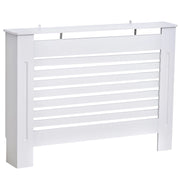 EasyComfort Copritermosifone in Legno Bianco per Caloriferi e Radiatori, con Struttura a Doghe e Ripiano, 112 x 19 x 81cm