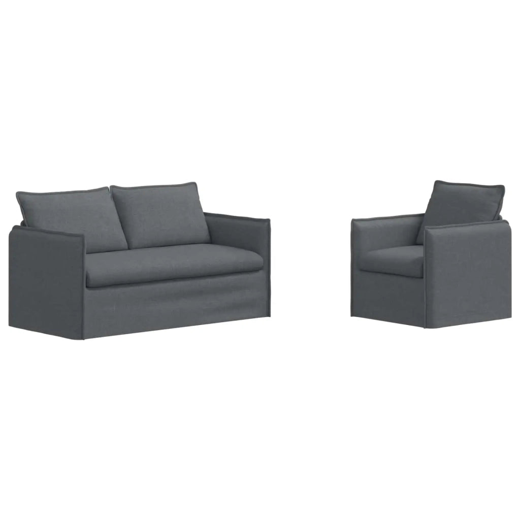 Set di divani 2 pcs Grigio Scuro 156 x 82 x 85 cm Tessuto