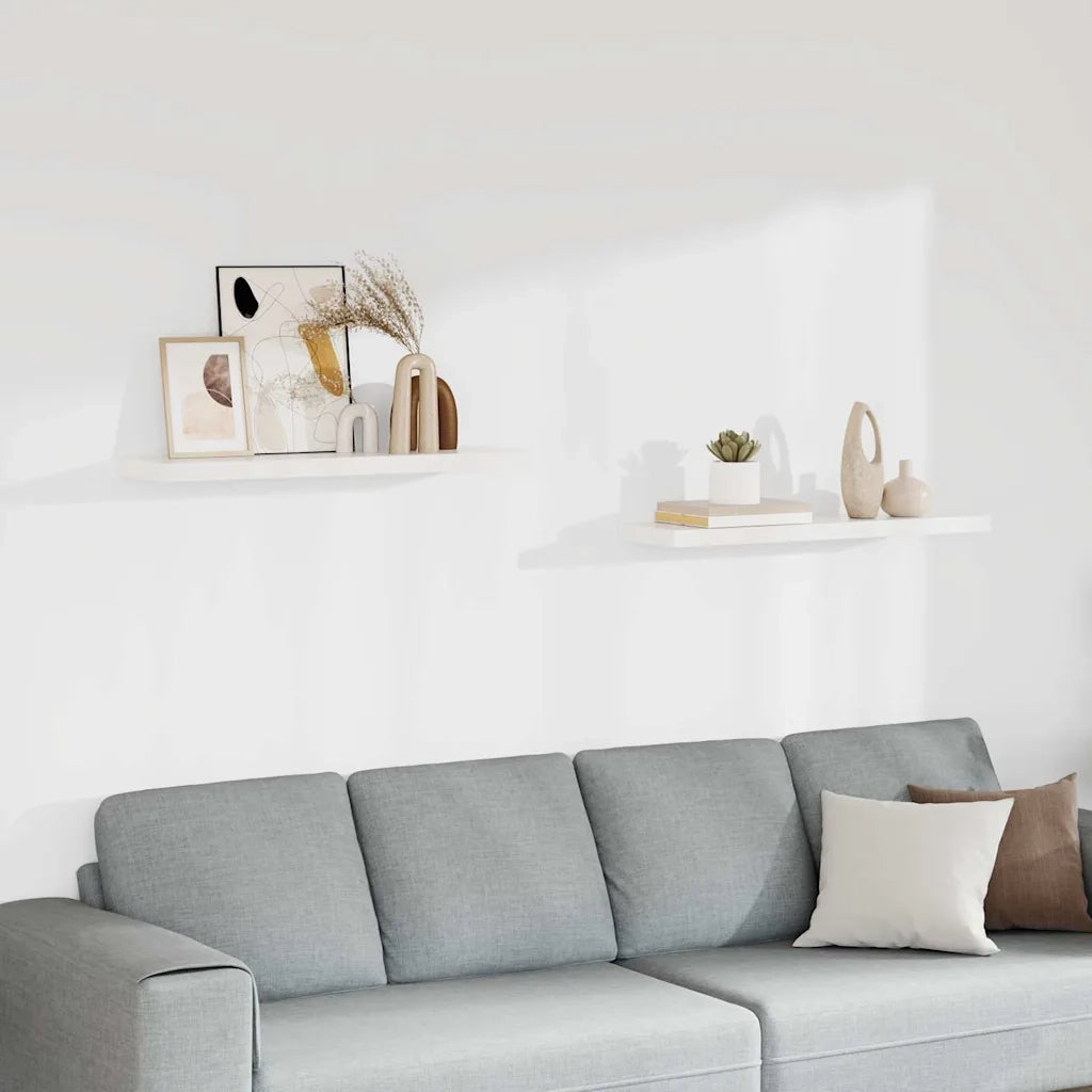 Scaffali a Parete 2 pz Bianchi 90x23,5x3,8 cm in MDF 323818