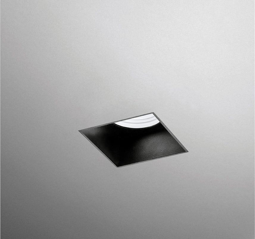 ELIS faretto da Incasso 1 Luce Raso Nero Fondo Nero attacco GU10 d.110mm