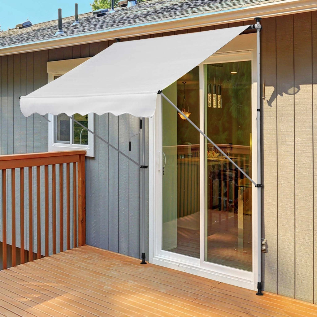 Telo da Sole Manuale Retrattile ¨C zephmum ¨C Bianco 200x150x170-280 cm