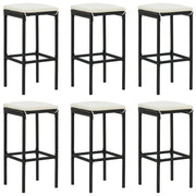 Sgabelli da Bar con Cuscini 6 pz Neri in Polyrattan cod mxl 70954