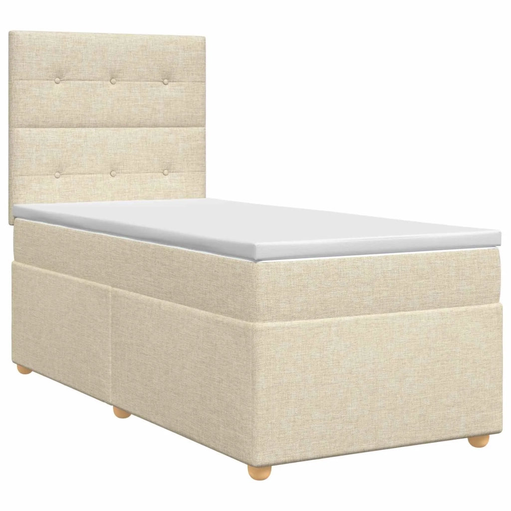 Letto box spring con materasso Crema 90 x 190 cm Tessuto 3453779