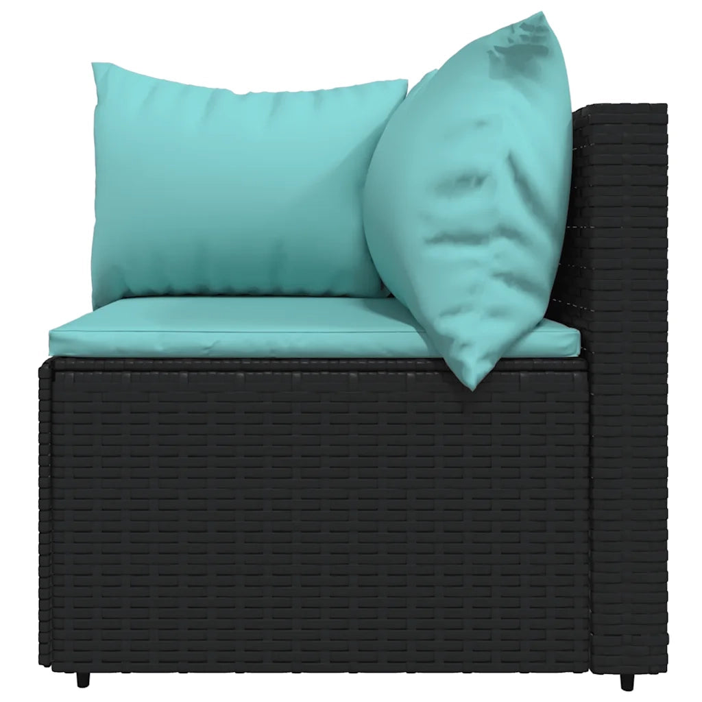 Set Divani da Giardino 4 pz con Cuscini Nero in Polyrattan 319800