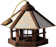 Casa per uccelli in legno con silo alimentare - Dimensioni 35 x 35 x 29 cm - Resistente alle intemperie - Sospeso - Design accattivante - Casa per uccelli