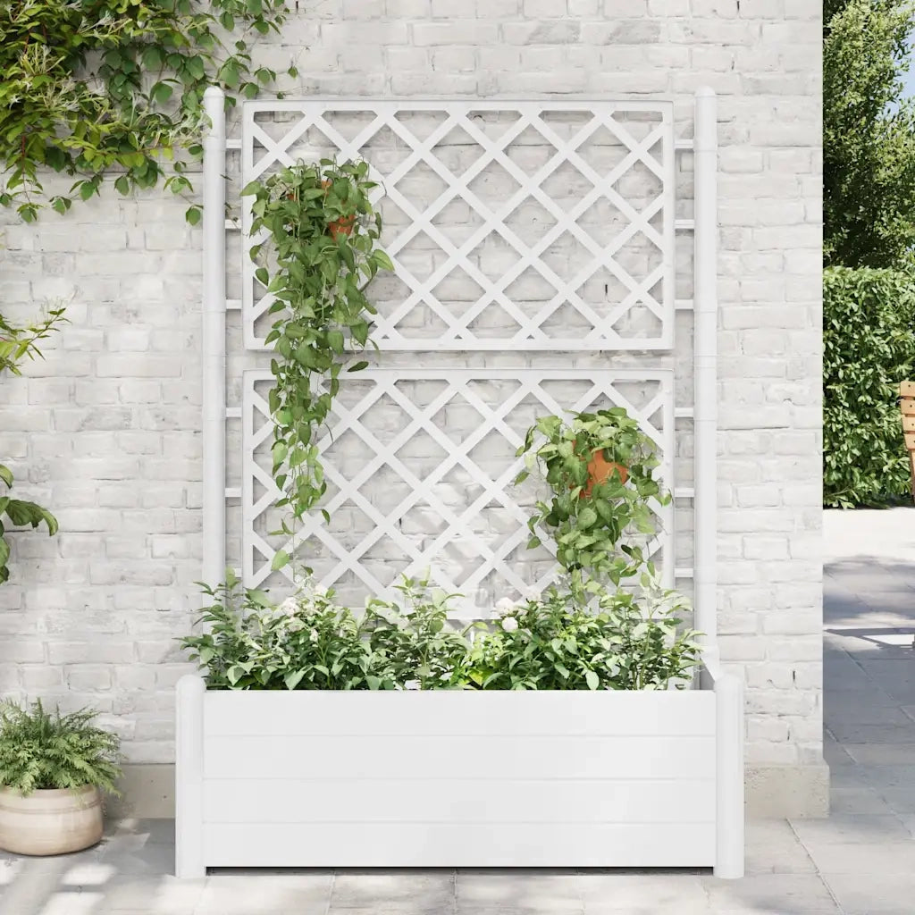 Fioriera da Giardino con Graticcio 100x43x142 cm PP Bianco