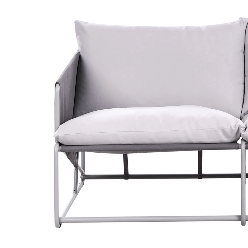 Divano basso oversize in metallo con cuscini schienale e seduta Arredamento da interno ed esterno Giardino Grigio stile moderno e rustico