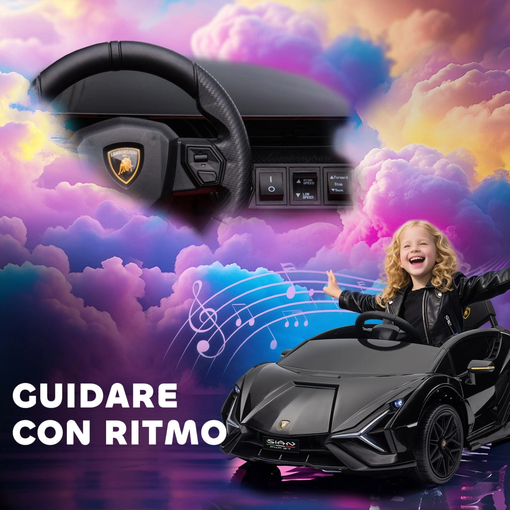 Macchina Elettrica per Bambini Licenza Ufficiale Lamborghini Sian 12V con Telecomando Nero