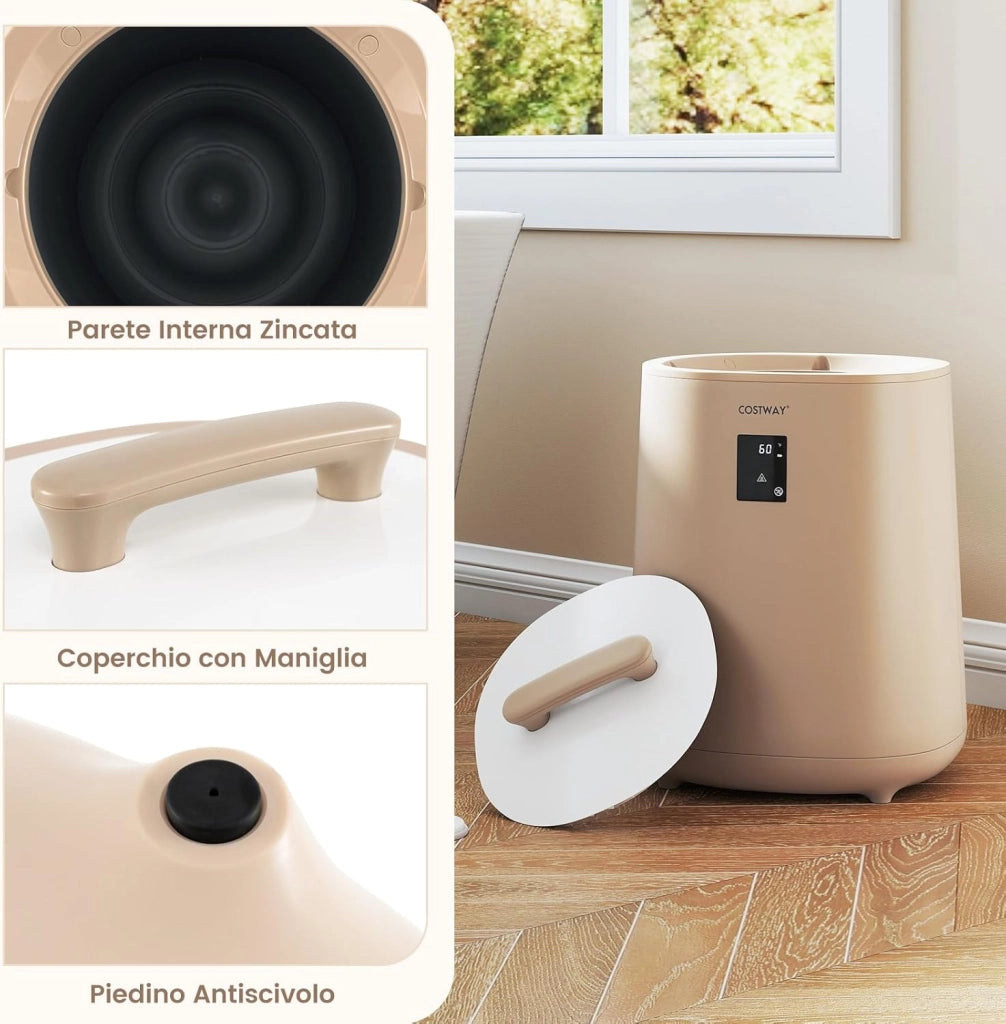 COSTWAY Scalda Asciugamani per Bagno, Scalda Coperta Grande 18 L con Display LED & Spegnimento Automatico, Secchio Portatile per Asciugamani Caldi per 2 Asciugamani, Accappatoi e Coperte (caffè)