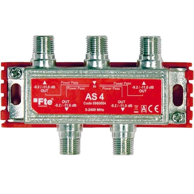 Divisore TV FTE classe A terrestri e satellitari 4 uscite di 8 dB AS4