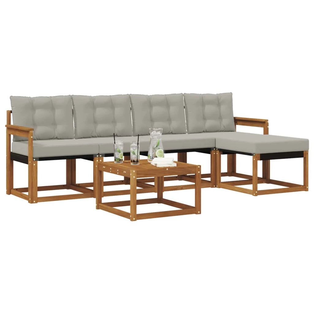 Set di divani da esterno 6 pcs Grigio Naturale e Chiaro 3368586
