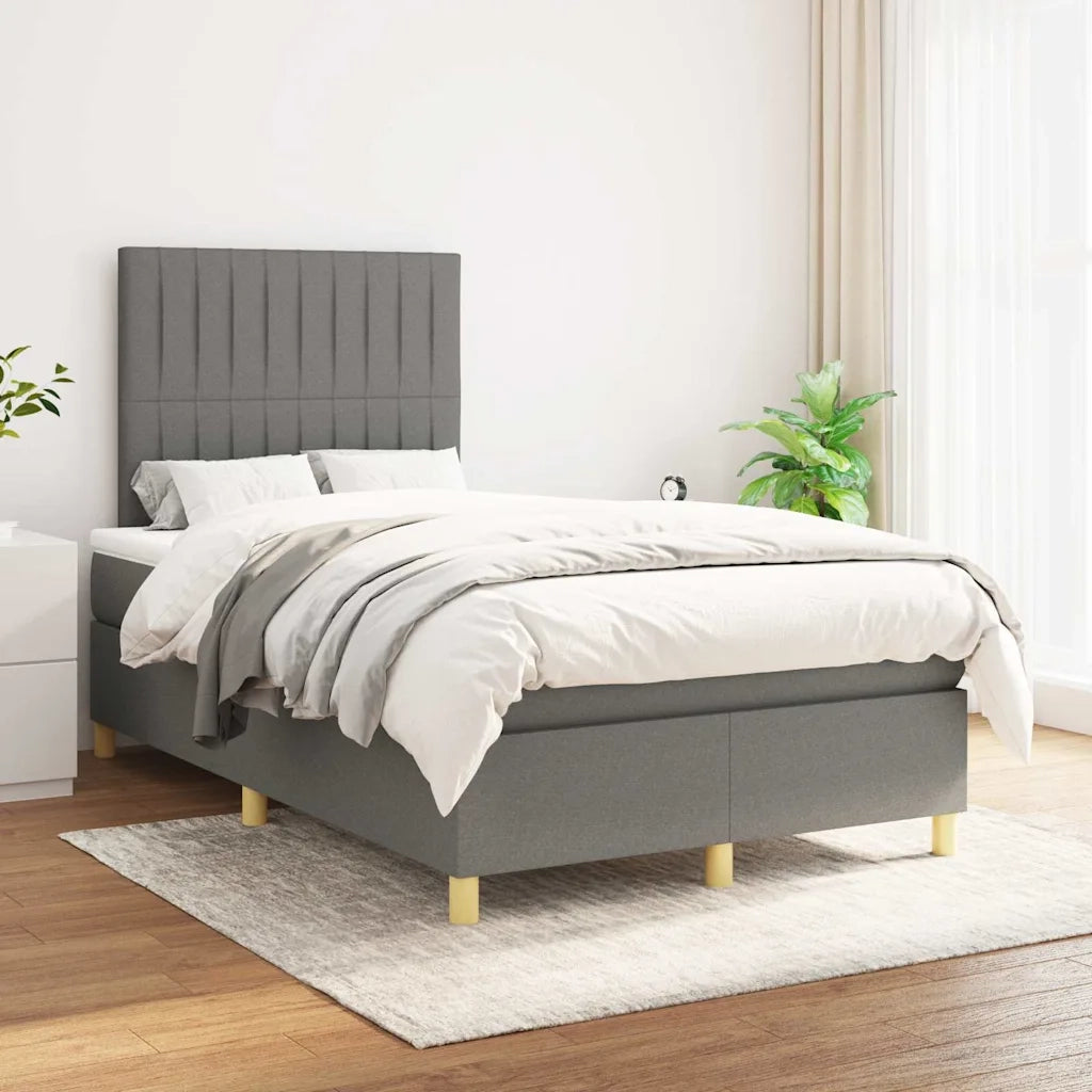 Giroletto a Molle con Materasso Grigio Scuro 120x190cm Tessuto 3269945