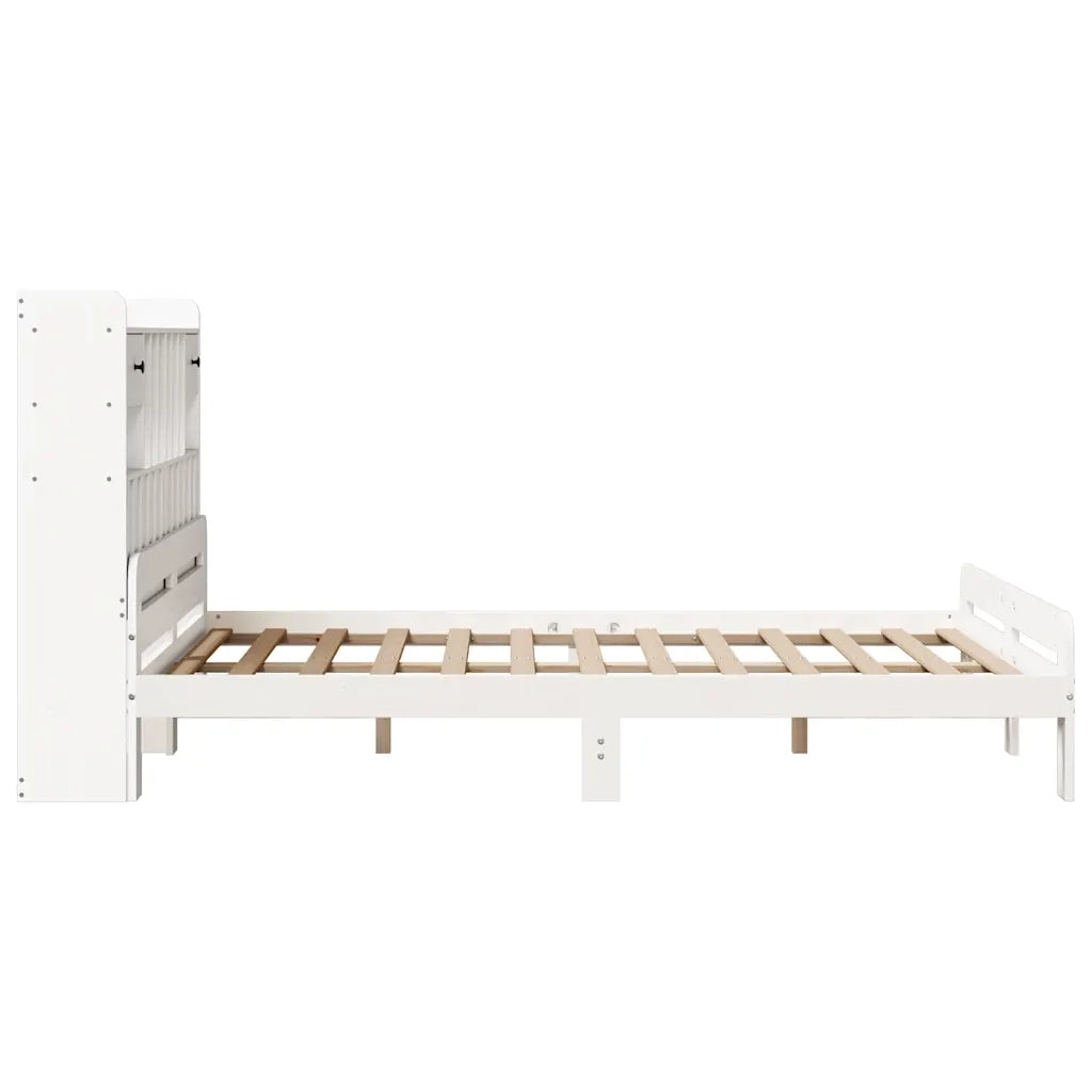 Letto matrimoniale | Letto per adulti | Letto Libreria senza Materasso Bianco 140x190 cm Legno di Pino