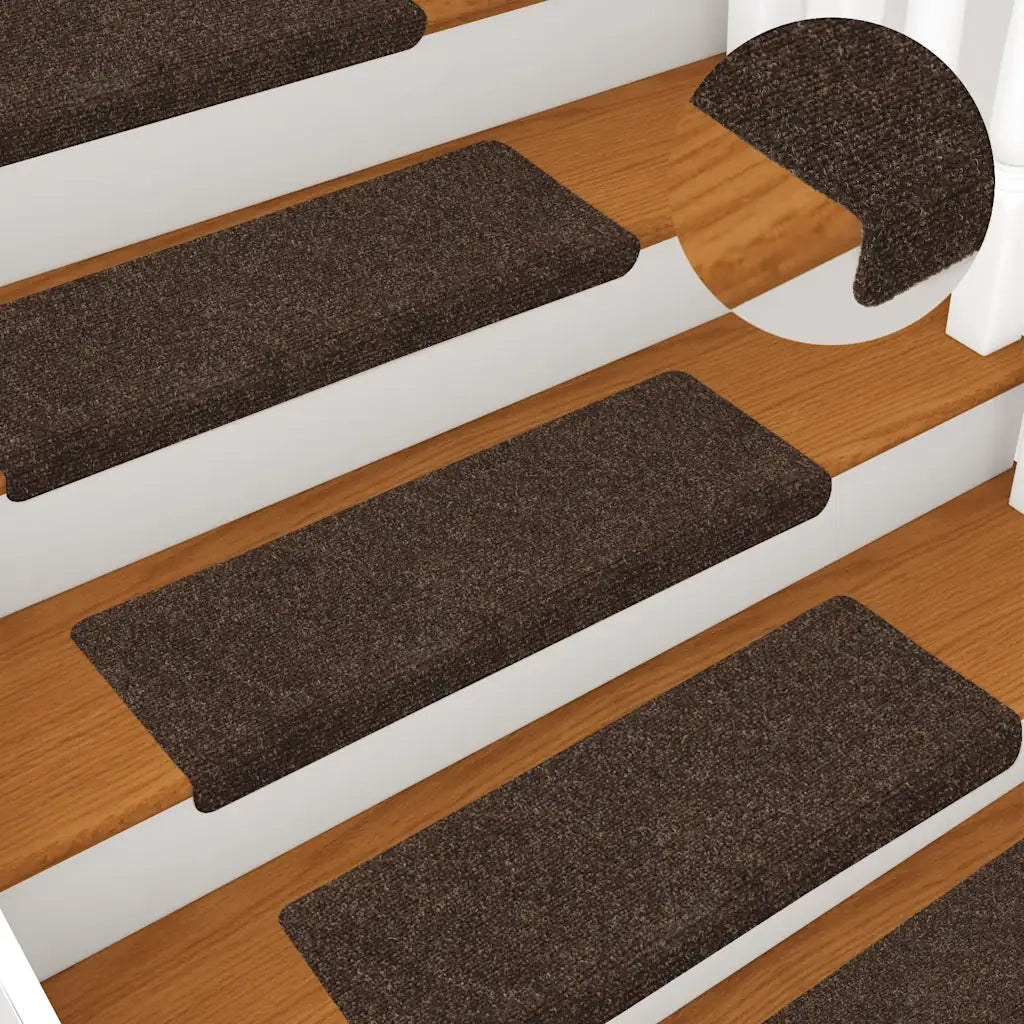 Tappetini per scale autoadesivi 30 pz 65x21x4 cm marrone bordo rettangolare 3365698