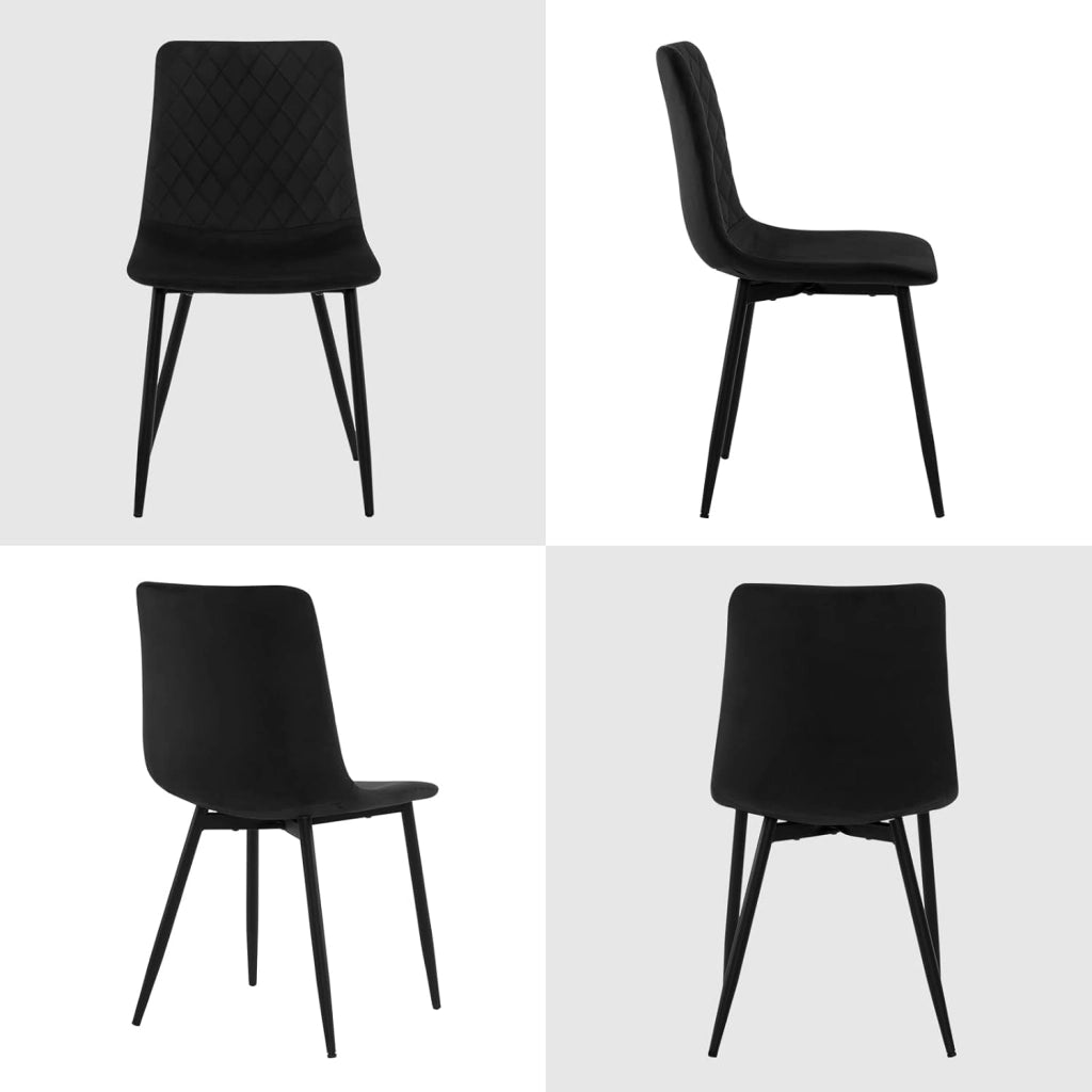 Sedie da Cucina Set da 4, Sedie Imbottite con Gambe in Metallo, Seduta in Velluto, per Camera da Letto, Sala da Pranzo, Nero
