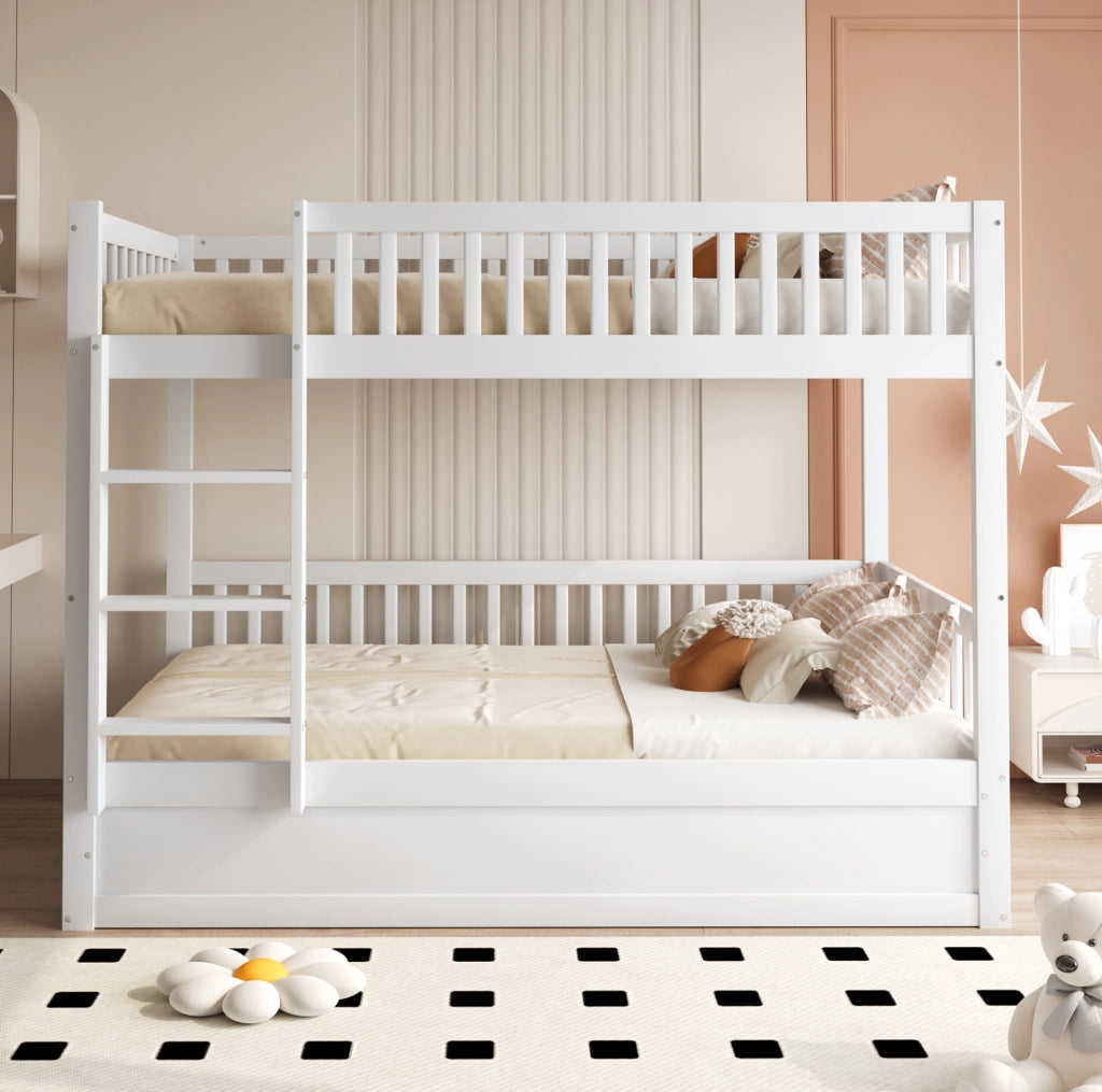 Letto a castello per bambini 90x200 cm con contenitore idraulico; bianco