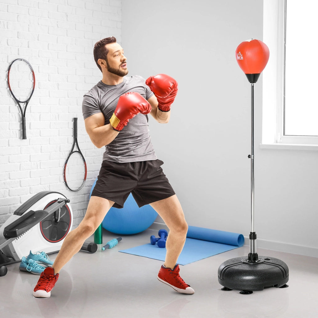 Sacco da boxe in piedi regolabile 133-151 cm con base, guanti e pompa ¨C zephmum ¨C nero e rosso