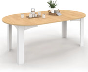 DONA tavolo da pranzo rotondo allungabile 4-10 persone piano finitura faggio bianco 110-200 cm