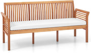 Panchina da Esterno in Legno di Acacia a 3 Posti, Panchina con Morbidi Cuscini, Schienale Ergonomico e Braccioli, Panchina per Balcone, Portico e Giardino, Portata 540 kg
