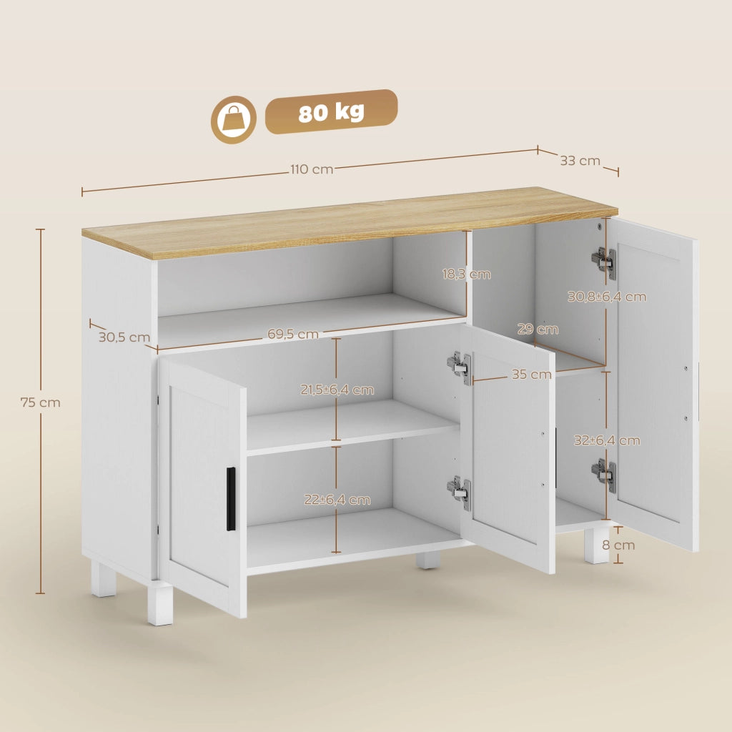 Credenza 3 Ante ¨C Xylo ¨C Bianco Legno Ripiani Regolabili