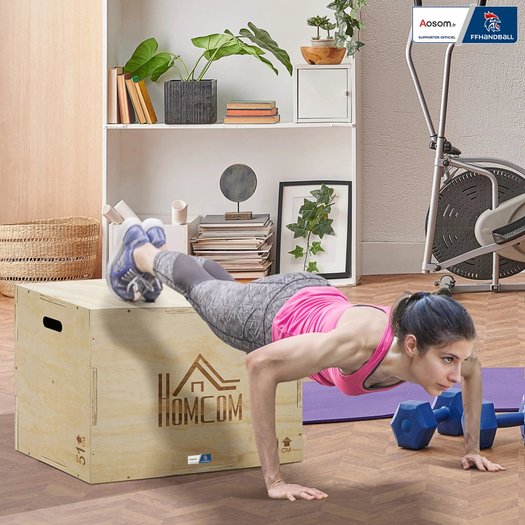 Box salto pliometrico 3 in 1 ¨C zephmum ¨C 61x51x76 cm legno