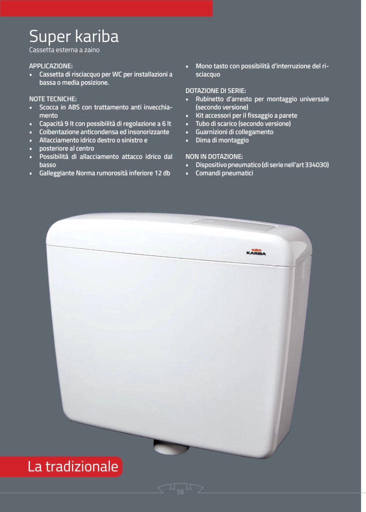 Cassetta di Scarico Wc Esterna Kariba Super Kariba Eco 9 lt 44 x 33 cm