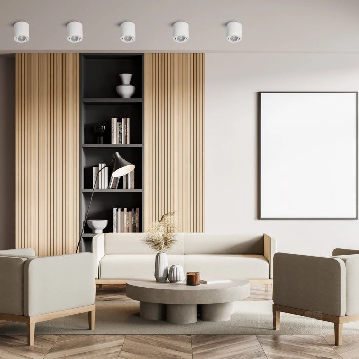 Spot soffitto a vista rotondo Ø8 bianco orientabile GU10