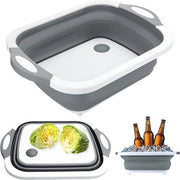 Piastra da taglio 3 in 1, pieghevole, scala multifunzionale, cassetta di scarico, lavandino da campeggio portatile, cassetta di stoccaggio, per verdure