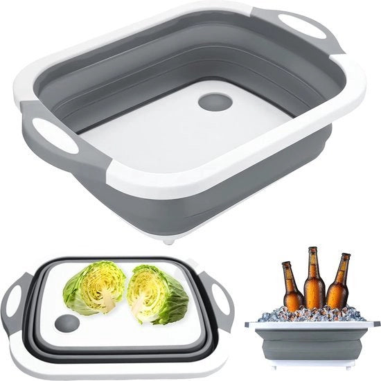 Piastra da taglio 3 in 1, pieghevole, scala multifunzionale, cassetta di scarico, lavandino da campeggio portatile, cassetta di stoccaggio, per verdure