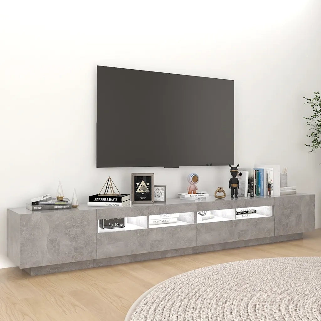 Mobile Porta TV con Luci LED-Mobile per TV-Credenza TV Grigio Cemento 260x35x40 cm