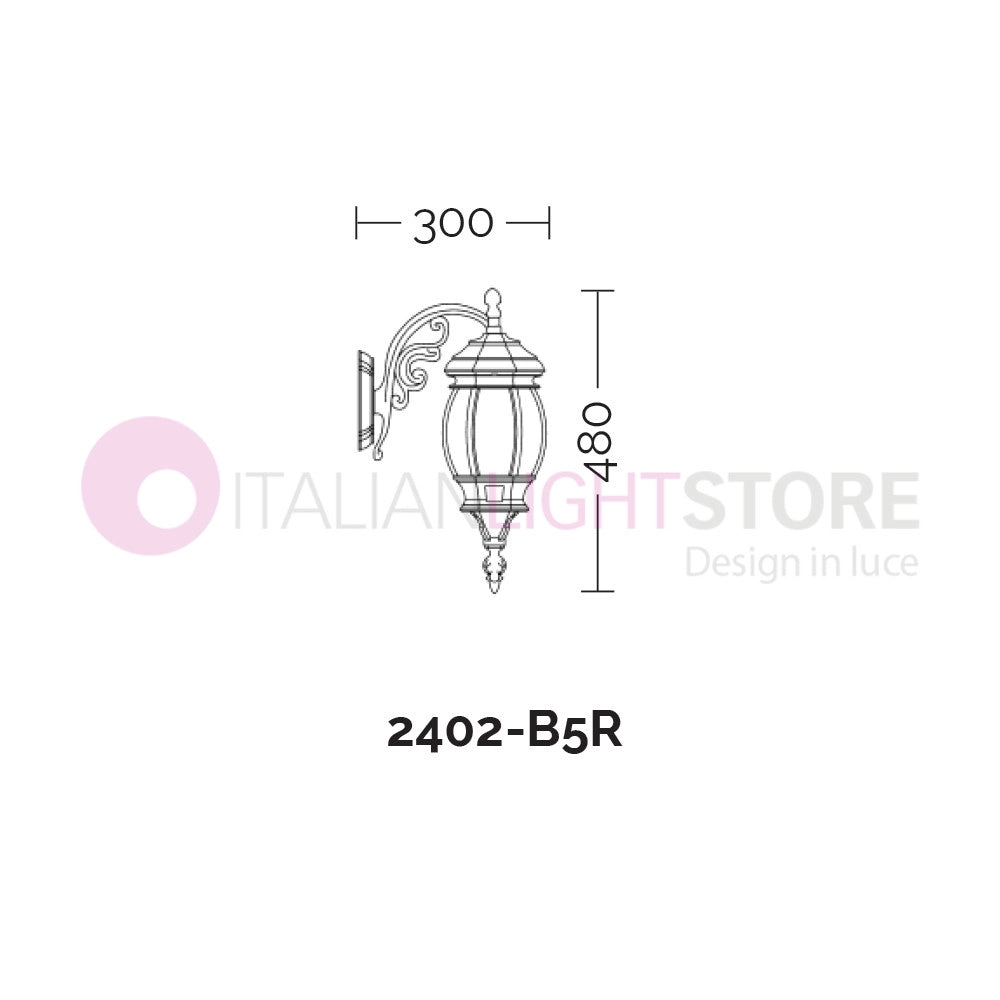 ENEA Applique Lanterna a Parete in Alluminio Applique per Esterno Classica NERO-ARGENTO GARDENLIGHT