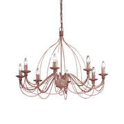 Lampadario Shabby Chic-Provenzale Corte Metallo Corten 8 Luci E14